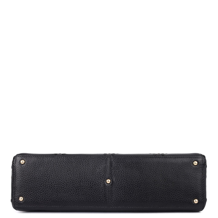 Serena Wax Leather Shoulder Bag - Black