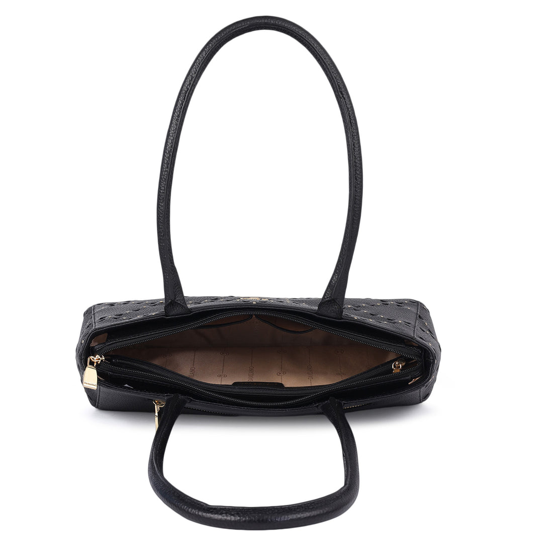 Serena Wax Leather Shoulder Bag - Black
