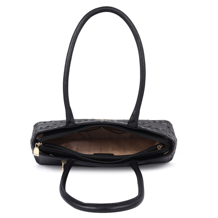 Serena Wax Leather Shoulder Bag - Black