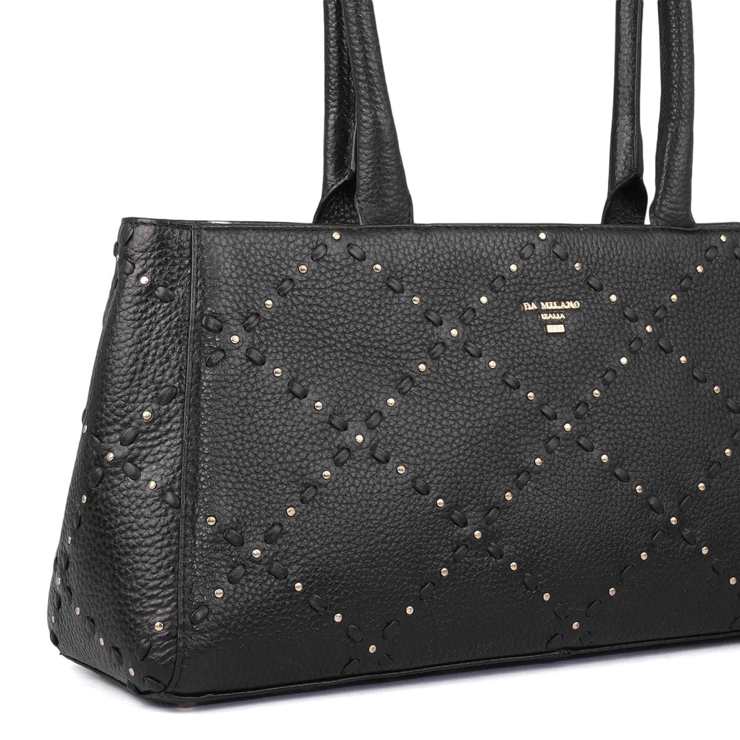 Serena Wax Leather Shoulder Bag - Black