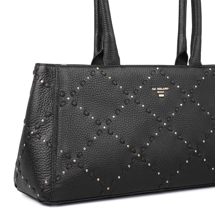 Serena Wax Leather Shoulder Bag - Black