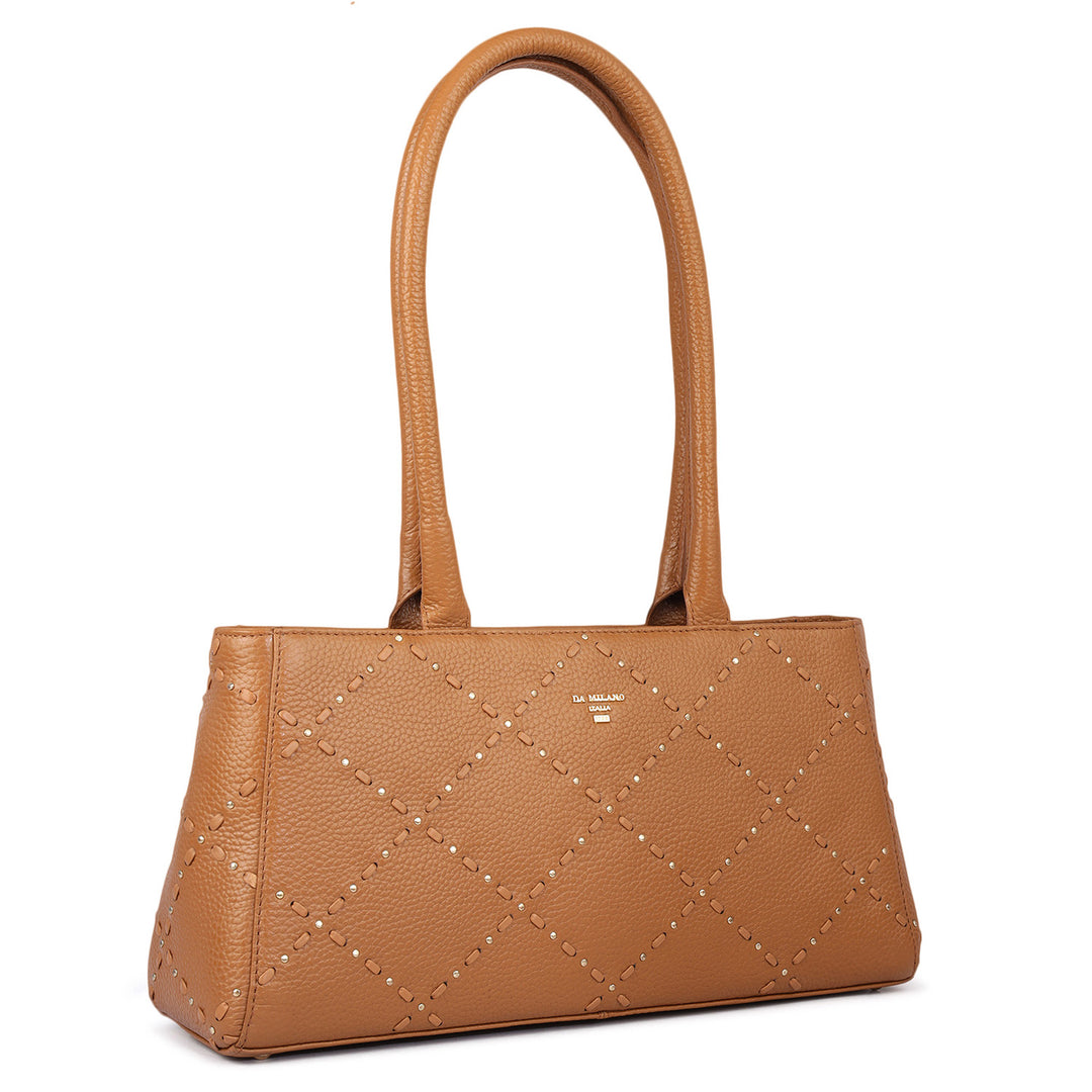 Serena Wax Leather Shoulder Bag - Caramel