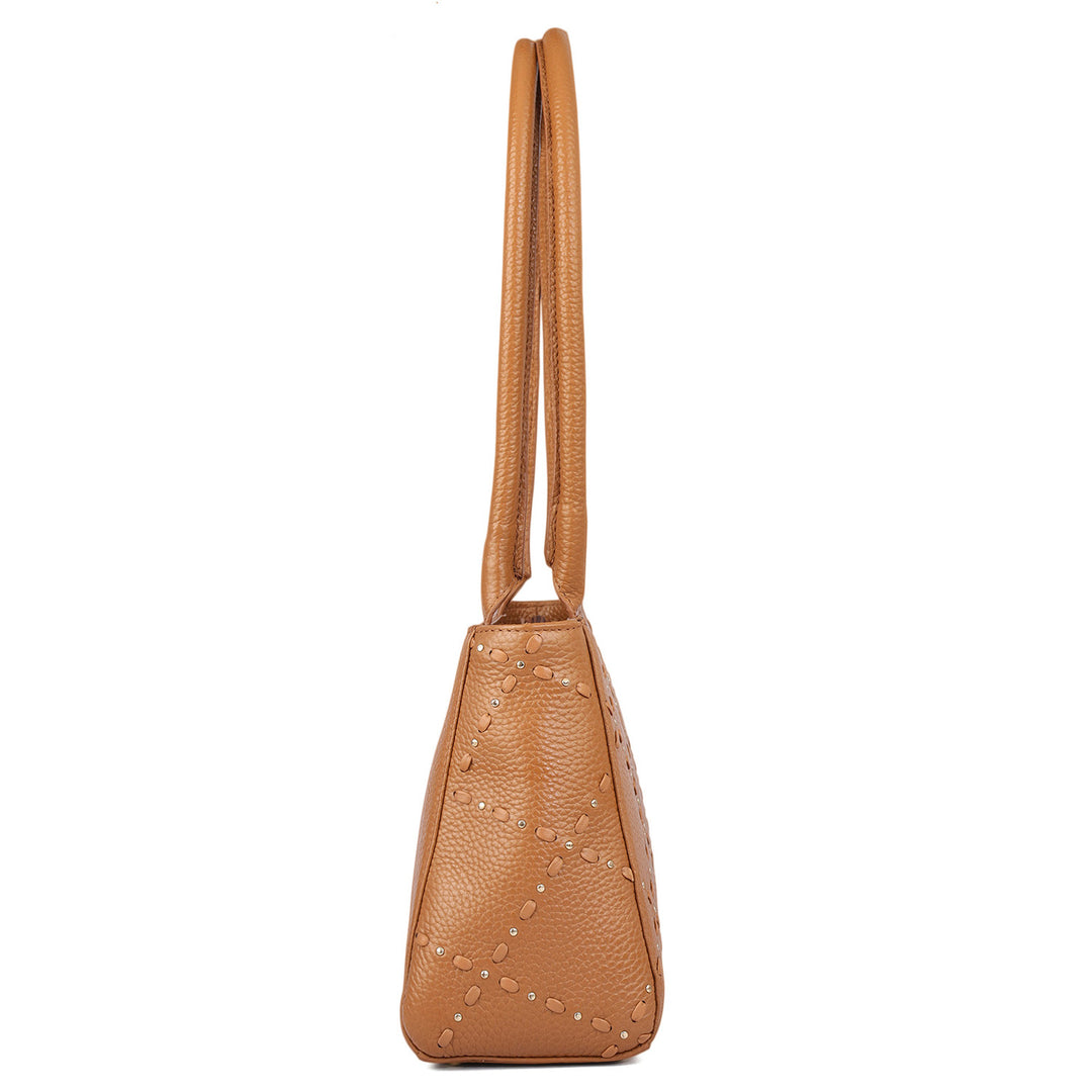 Serena Wax Leather Shoulder Bag - Caramel