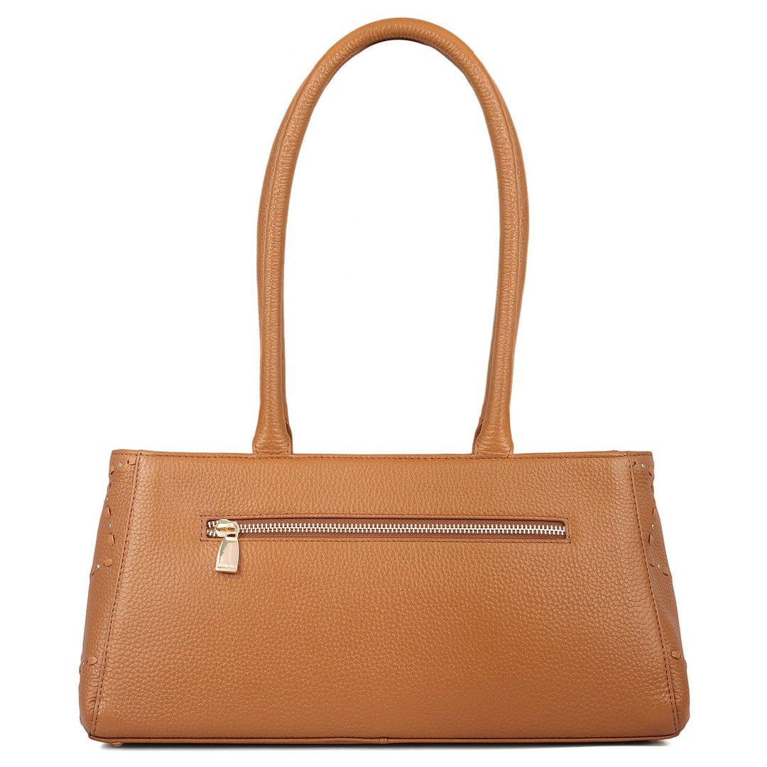 Serena Wax Leather Shoulder Bag - Caramel