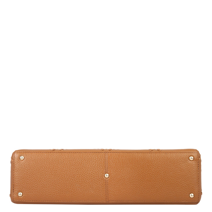 Serena Wax Leather Shoulder Bag - Caramel
