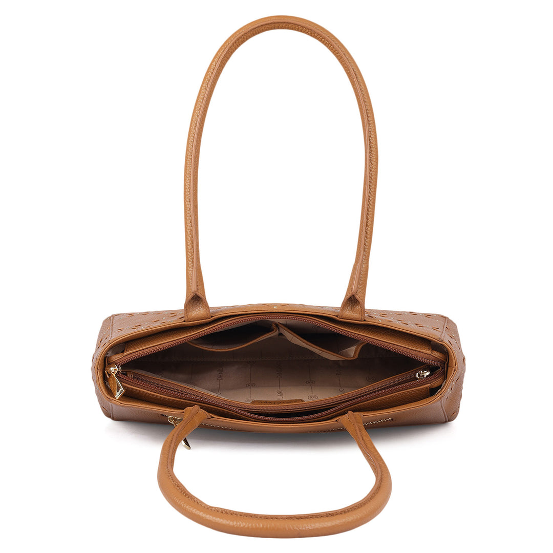 Serena Wax Leather Shoulder Bag - Caramel