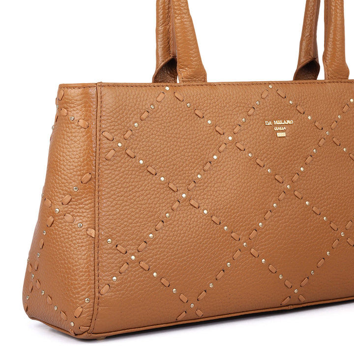 Serena Wax Leather Shoulder Bag - Caramel