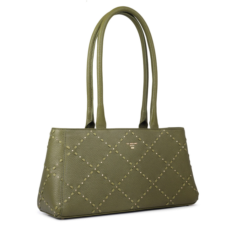 Serena Wax Leather Shoulder Bag - Fern