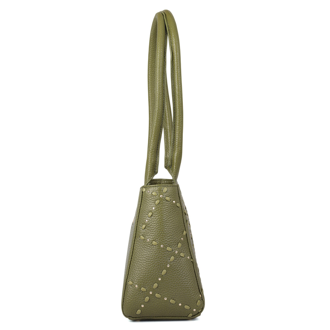 Serena Wax Leather Shoulder Bag - Fern