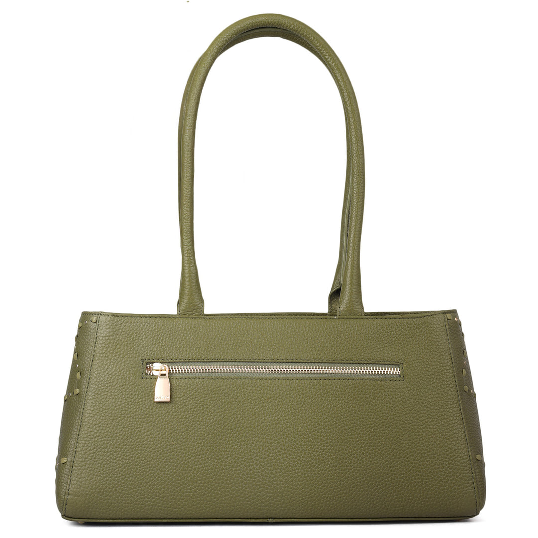 Serena Wax Leather Shoulder Bag - Fern