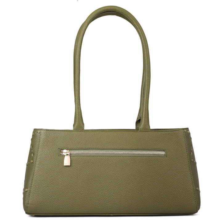 Serena Wax Leather Shoulder Bag - Fern