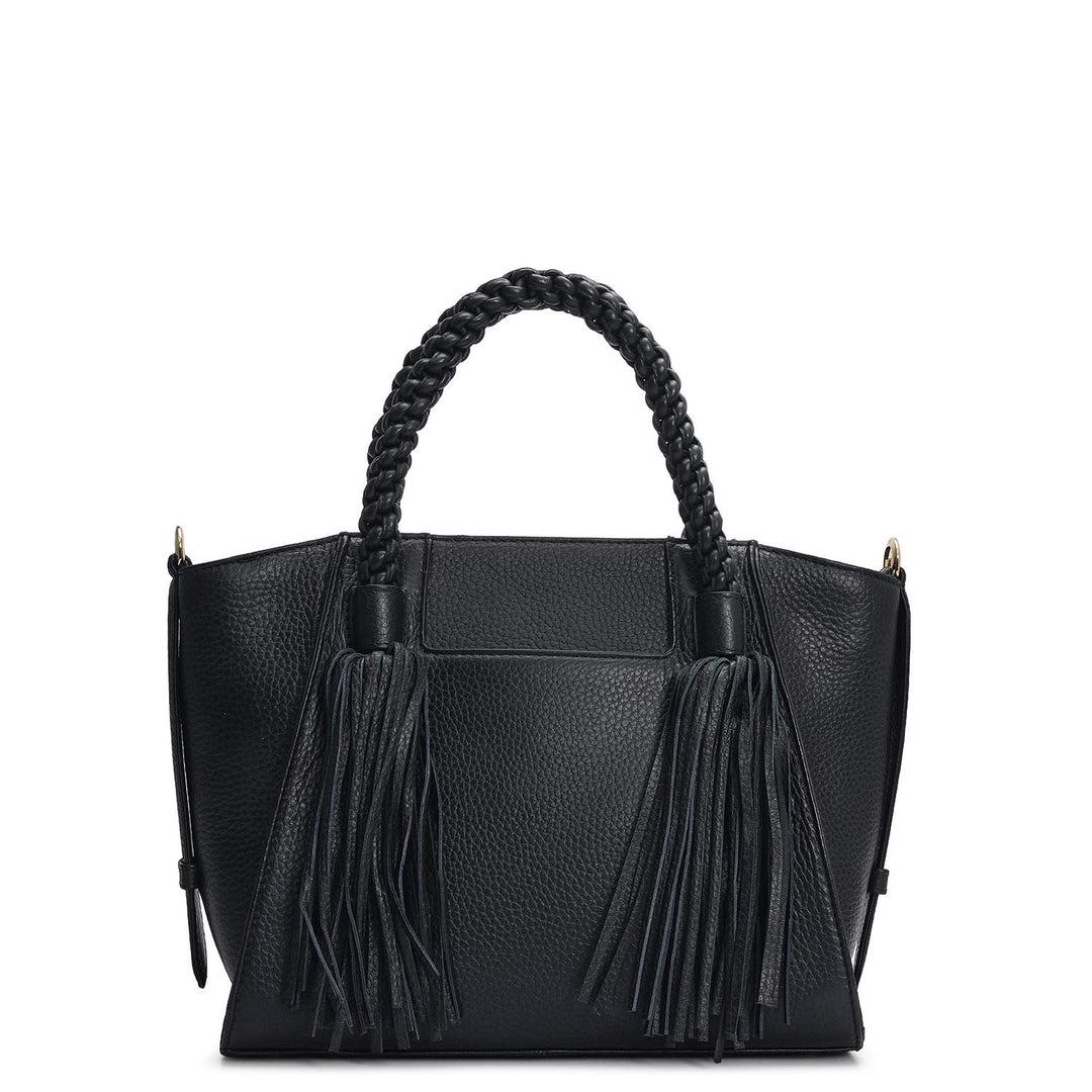 Small Wax Leather Satchel - Black