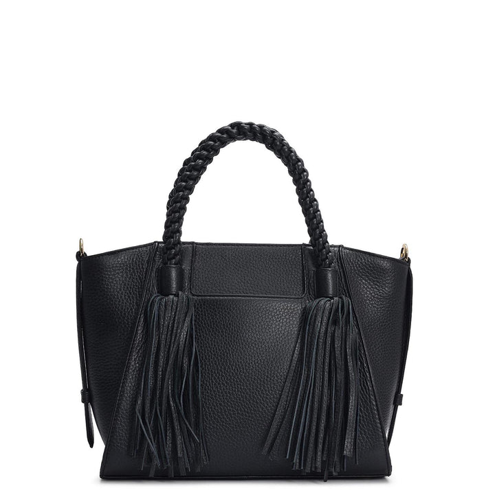 Small Wax Leather Satchel - Black
