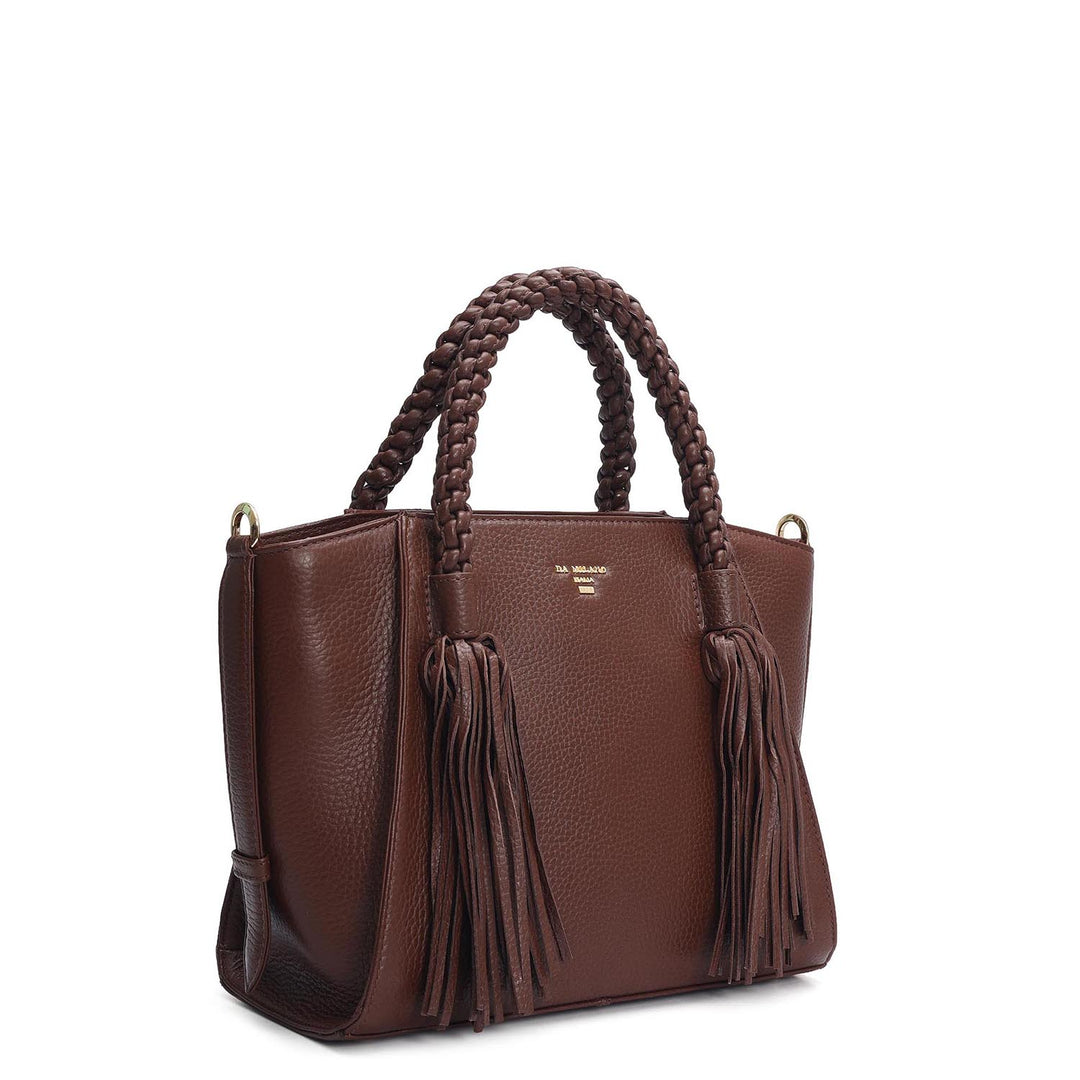 Small Wax Leather Satchel - Espresso