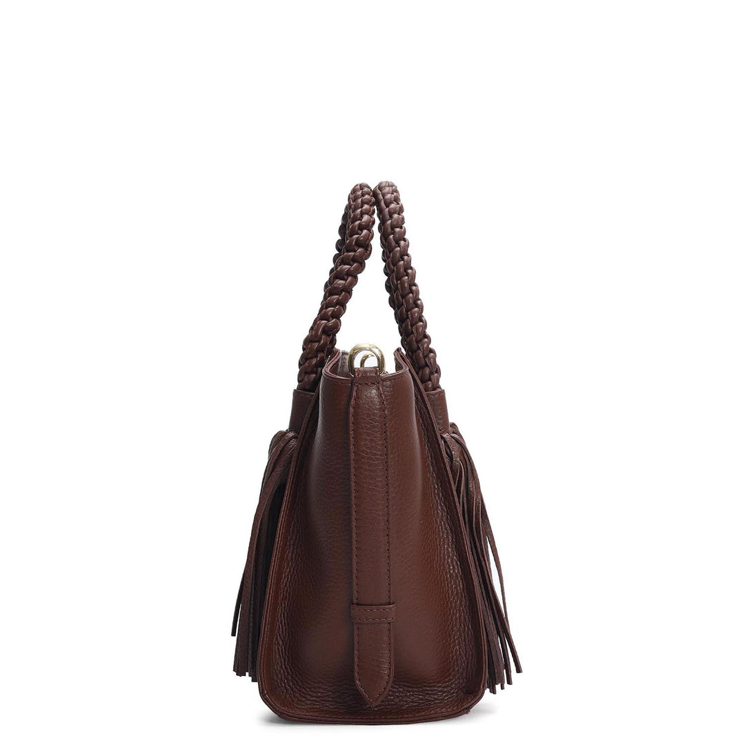 Small Wax Leather Satchel - Espresso