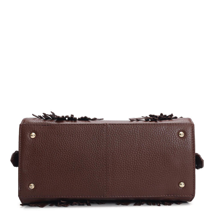 Small Wax Leather Satchel - Espresso