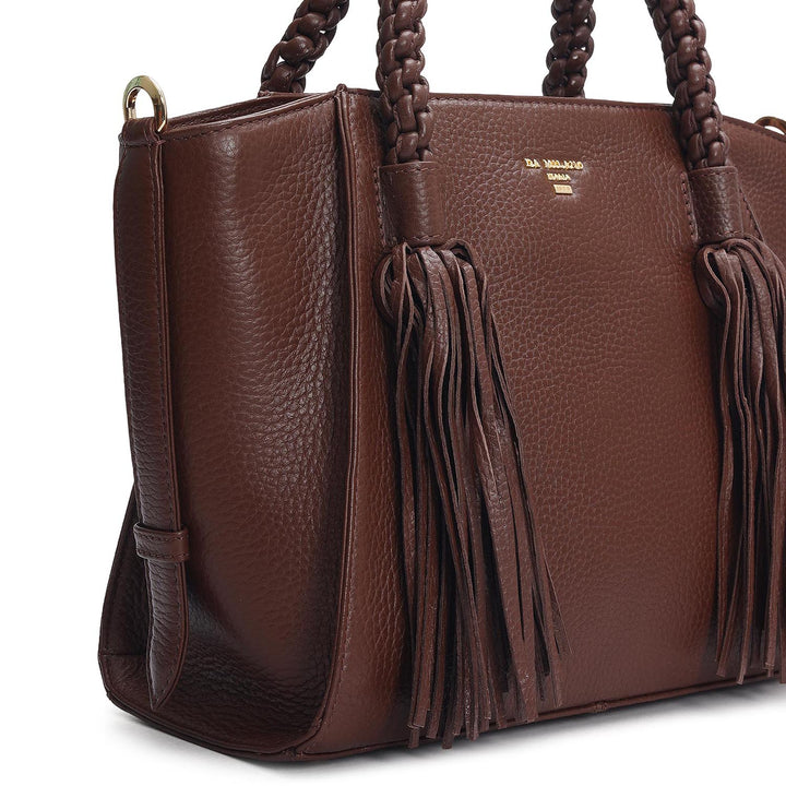 Small Wax Leather Satchel - Espresso