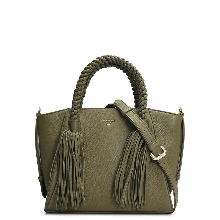 Small Wax Leather Satchel - Fern