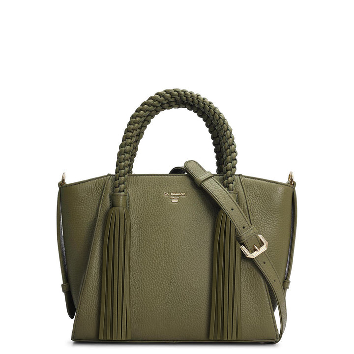 Small Wax Leather Satchel - Fern