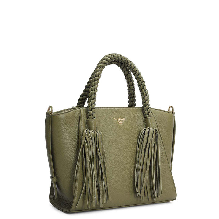 Small Wax Leather Satchel - Fern