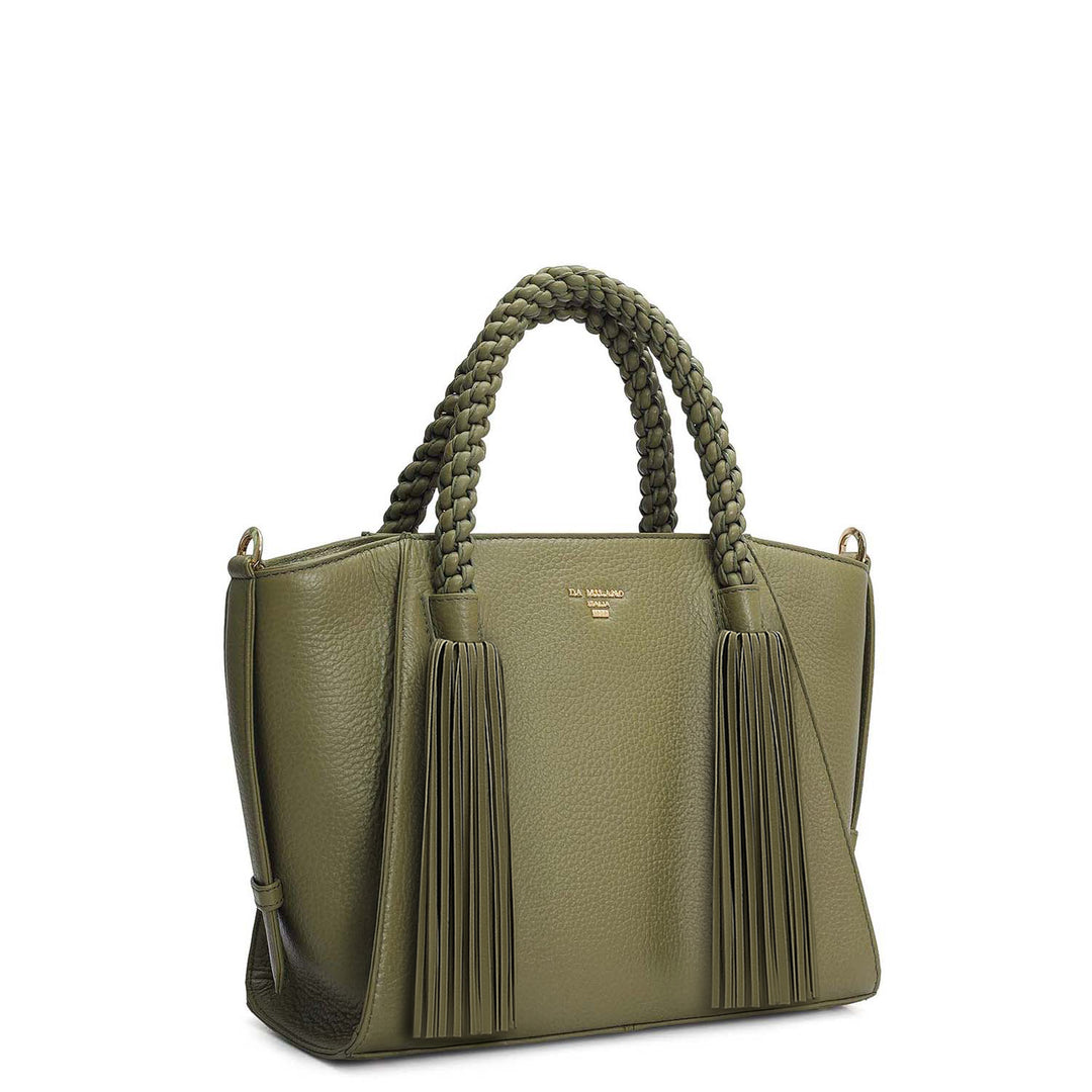 Small Wax Leather Satchel - Fern