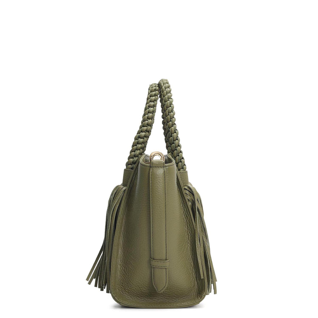 Small Wax Leather Satchel - Fern