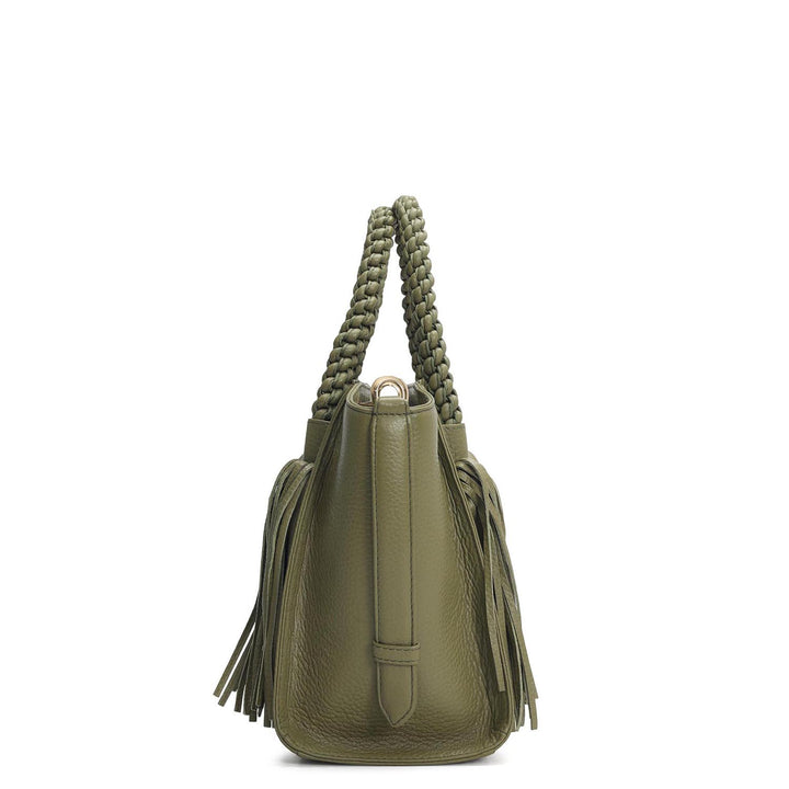 Small Wax Leather Satchel - Fern