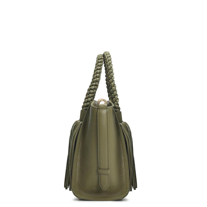 Small Wax Leather Satchel - Fern