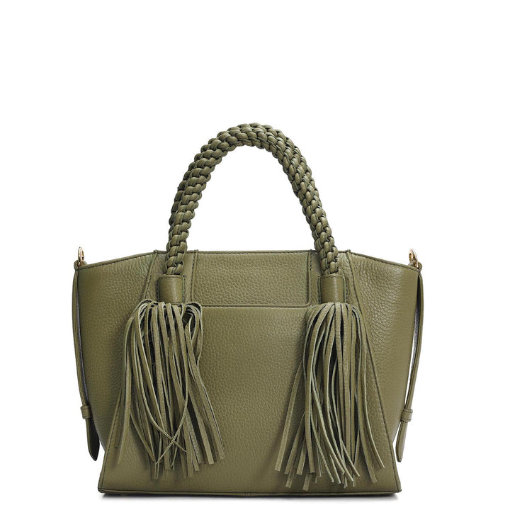 Small Wax Leather Satchel - Fern