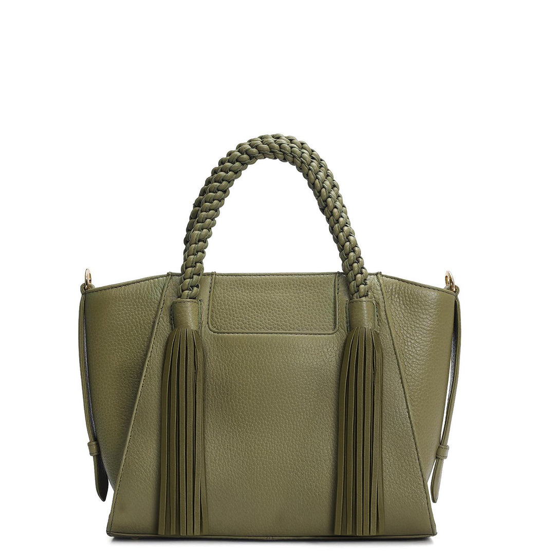 Small Wax Leather Satchel - Fern