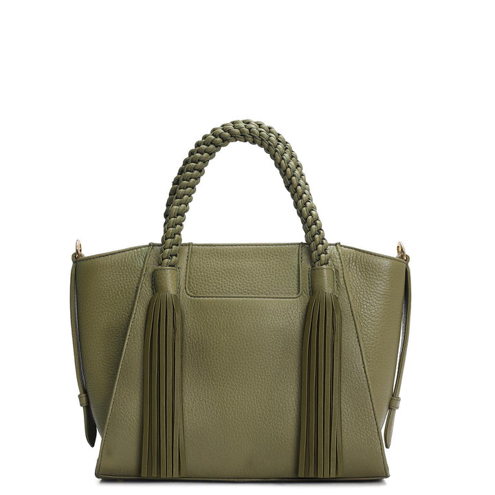 Small Wax Leather Satchel - Fern