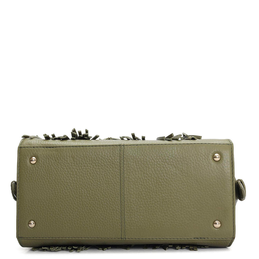 Small Wax Leather Satchel - Fern