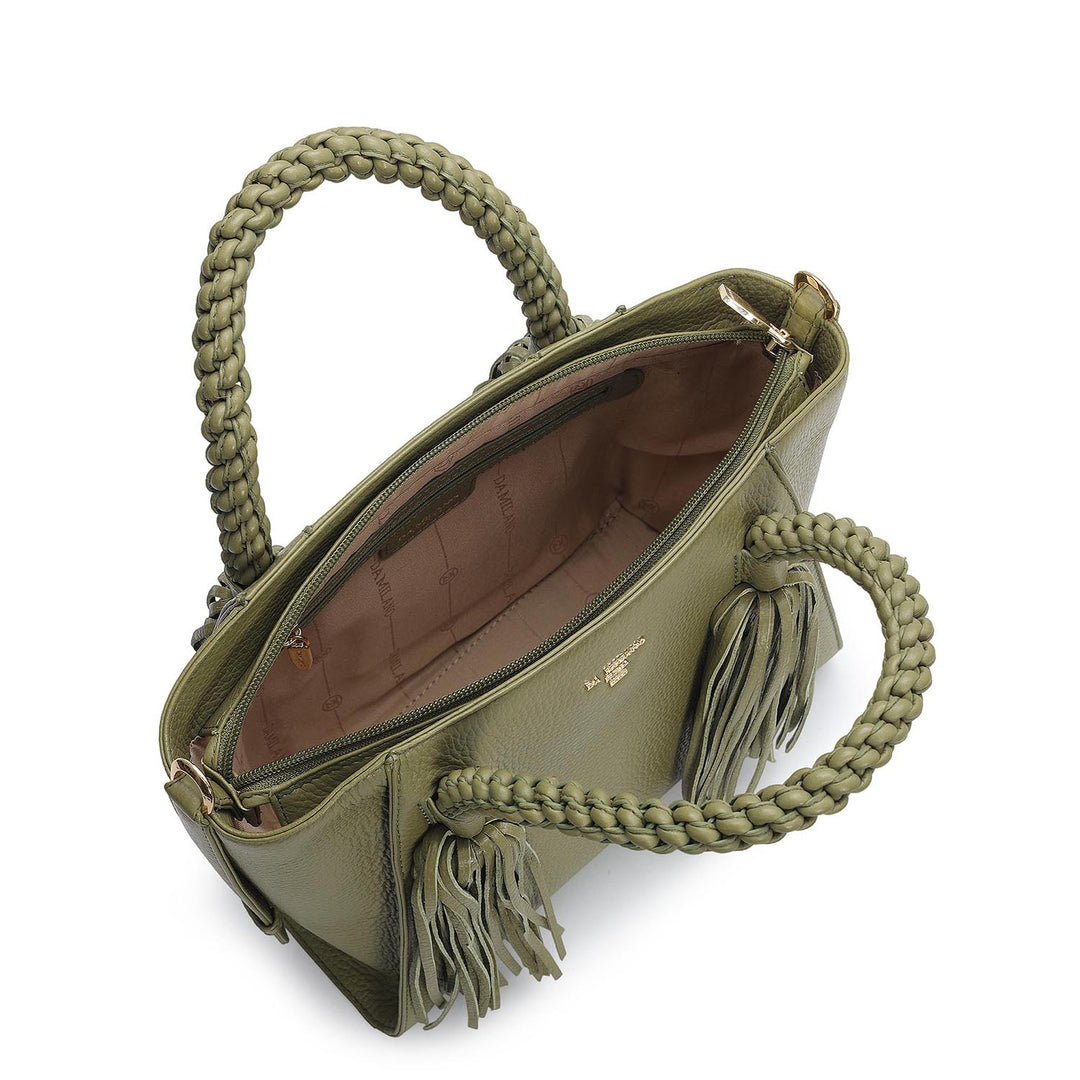 Small Wax Leather Satchel - Fern