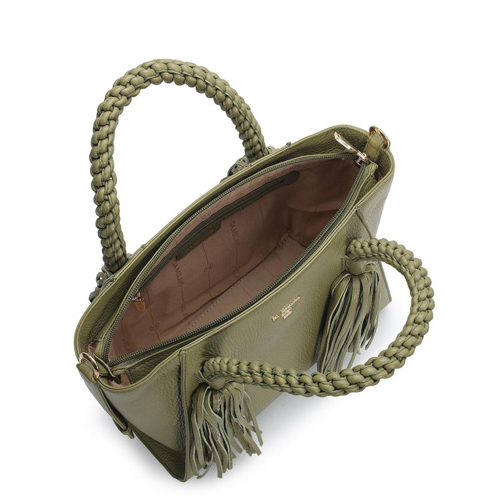 Small Wax Leather Satchel - Fern