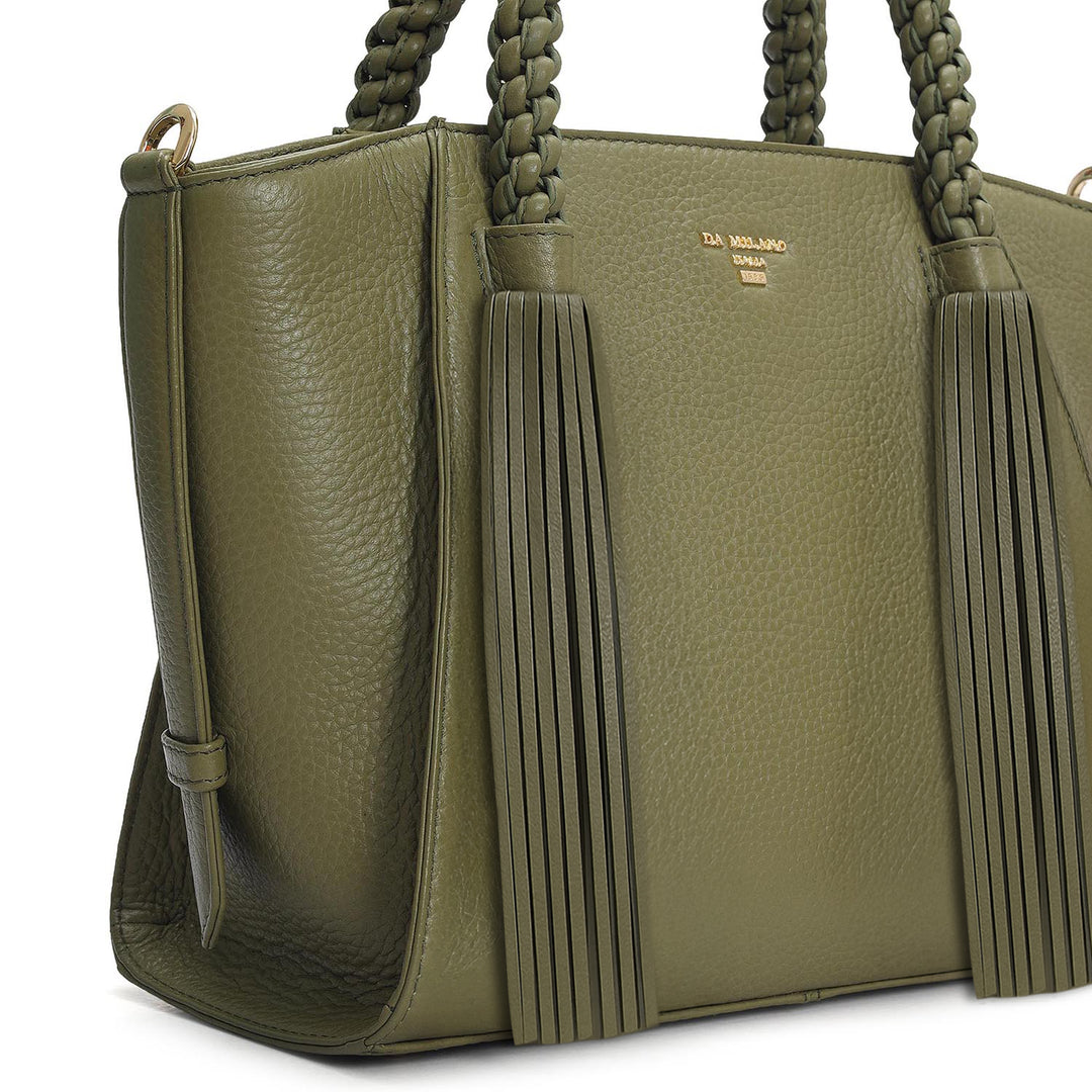 Small Wax Leather Satchel - Fern