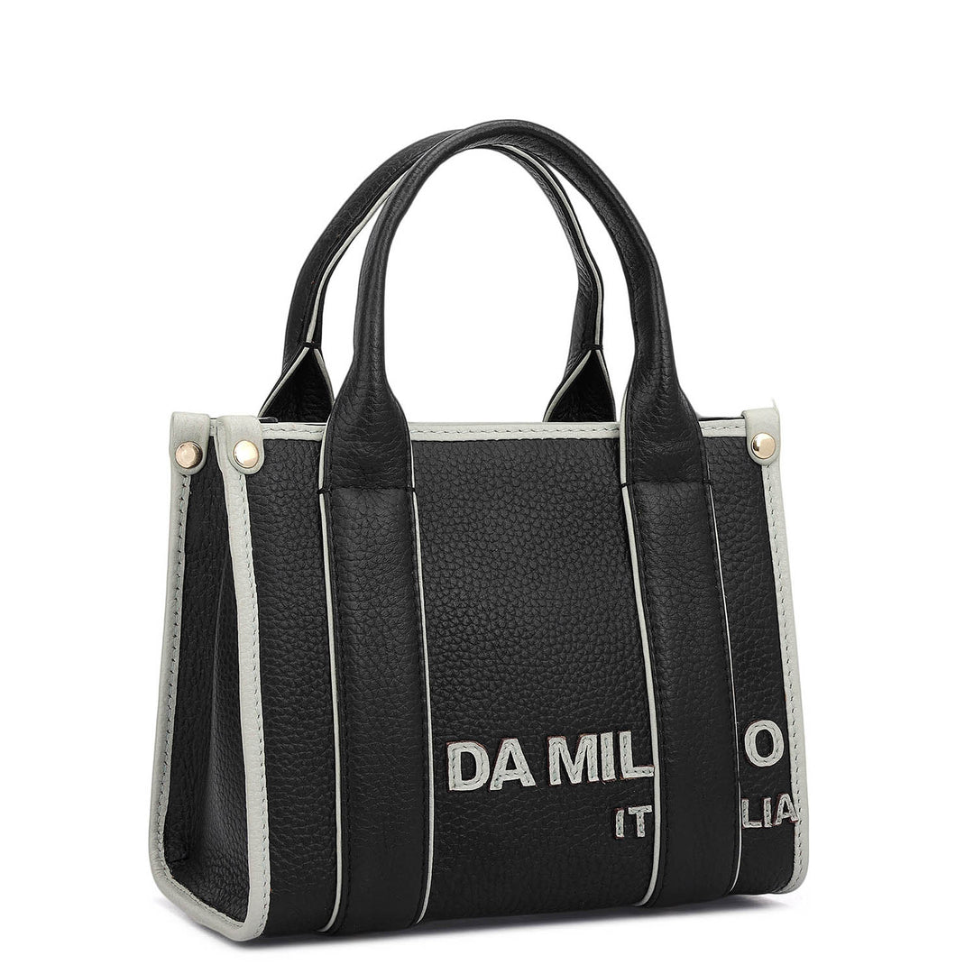 Small Wax Leather Satchel - Black