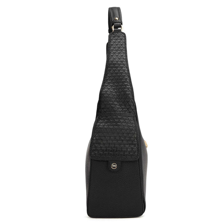 Medium Wax Mat Leather Hobo - Black
