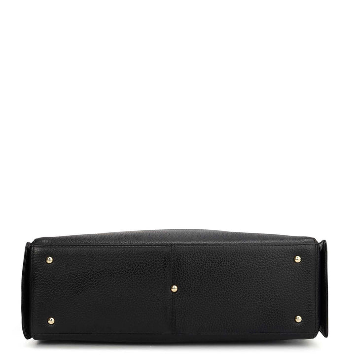 Medium Wax Mat Leather Hobo - Black