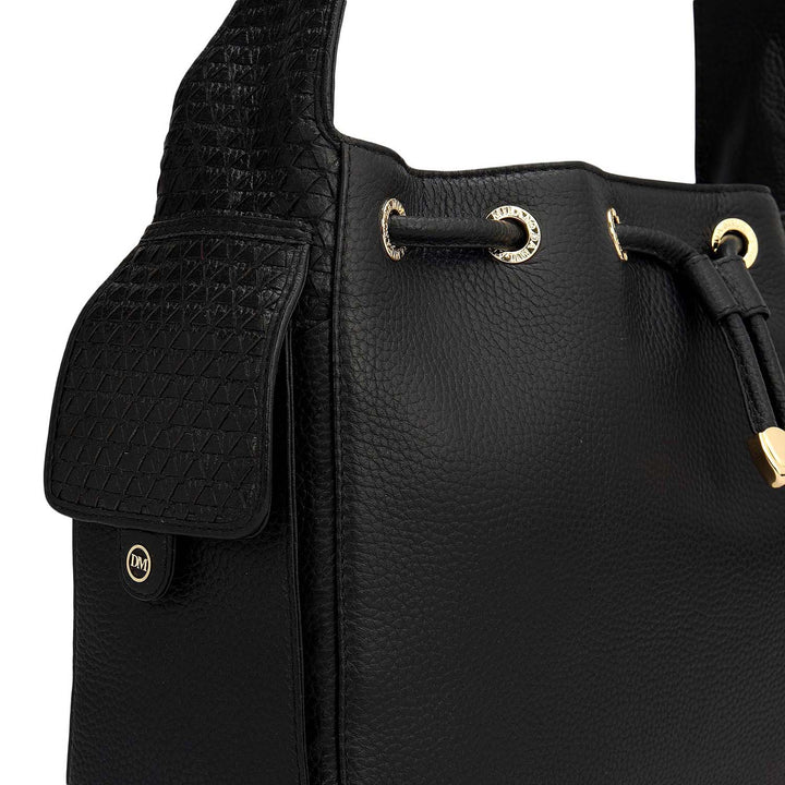 Medium Wax Mat Leather Hobo - Black