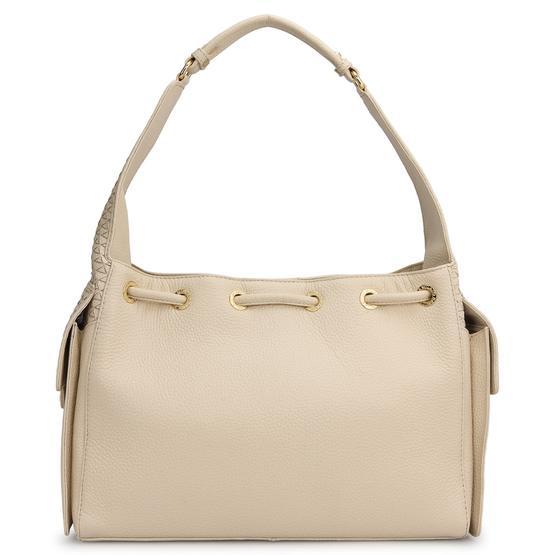 Medium Wax Mat Leather Hobo - Marshmallow