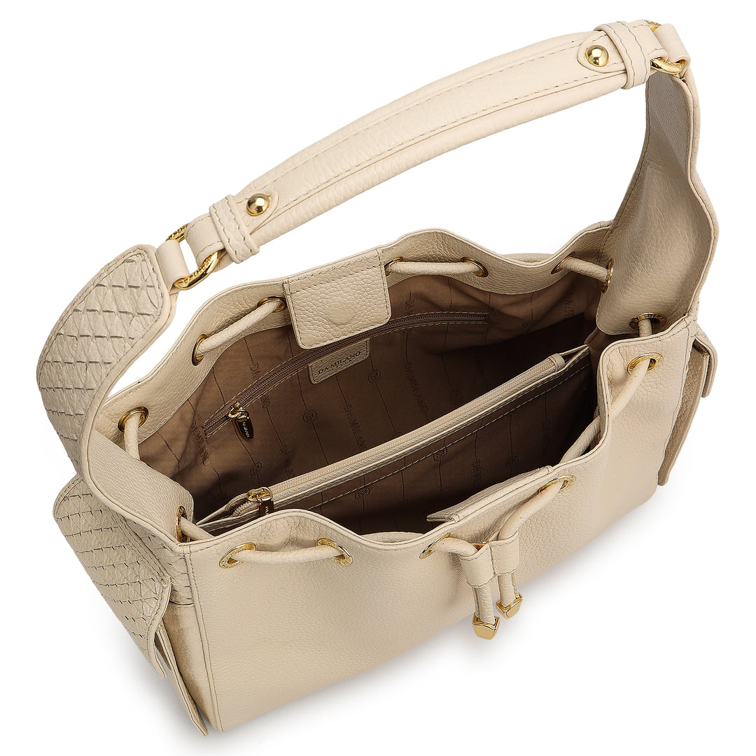 Medium Wax Mat Leather Hobo - Marshmallow