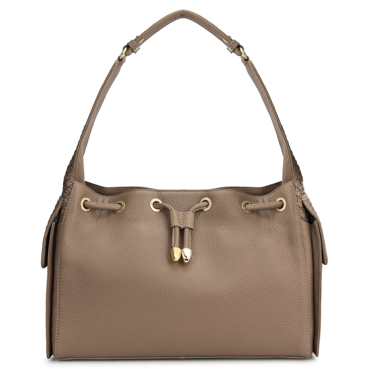 Medium Wax Mat Leather Hobo - Smoke Grey