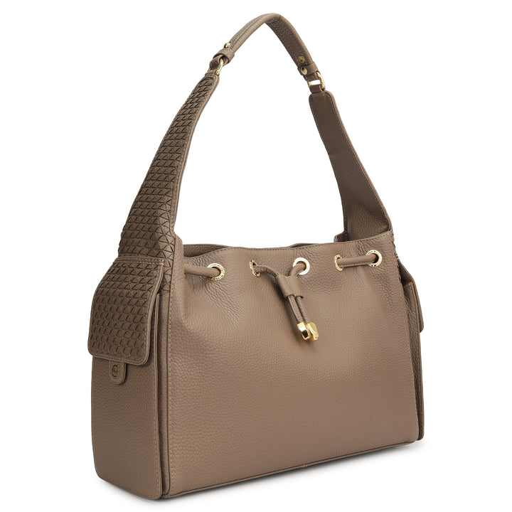 Medium Wax Mat Leather Hobo - Smoke Grey