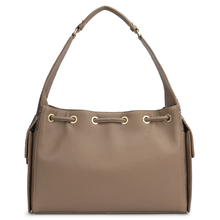 Medium Wax Mat Leather Hobo - Smoke Grey