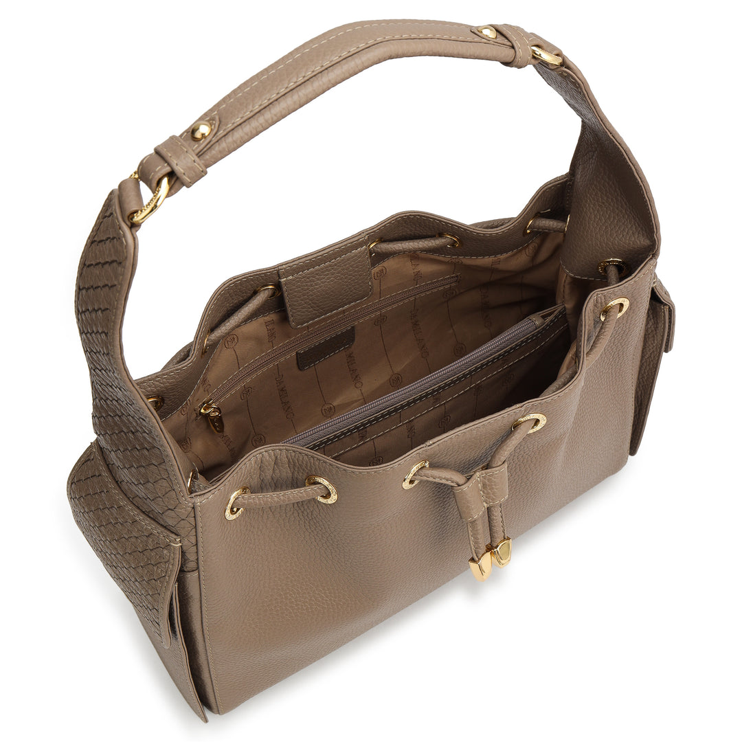 Medium Wax Mat Leather Hobo - Smoke Grey