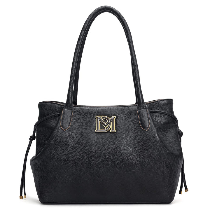 Medium Wax Leather Tote - Black