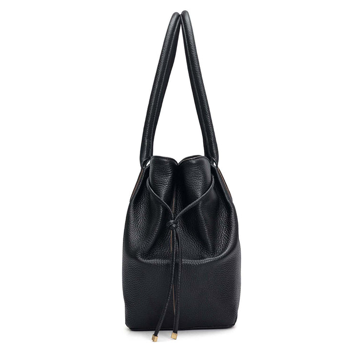 Medium Wax Leather Tote - Black