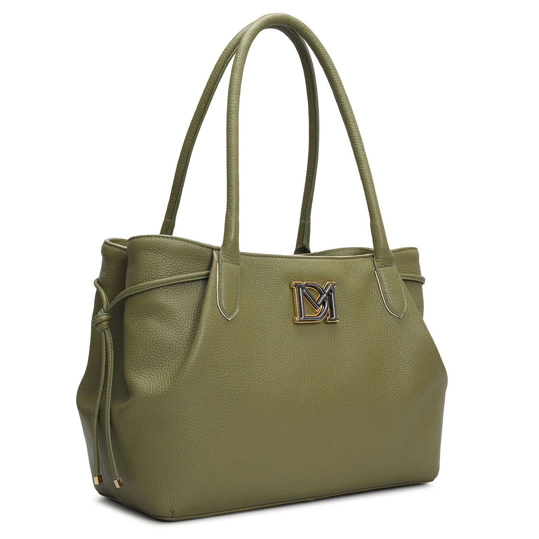Medium Wax Leather Tote - Fern