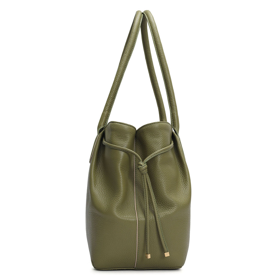 Medium Wax Leather Tote - Fern
