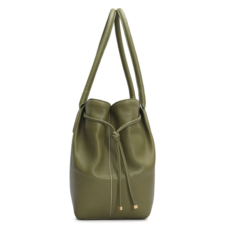 Medium Wax Leather Tote - Fern